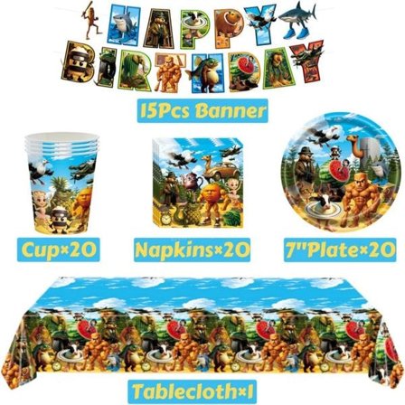 Italiensk Brainrot Tung Tung Sahur Tralalo Barnebursdagsfest Tilbehør Ballong Servise Kopp Tallerken Banner Leketøy Gave Dekor