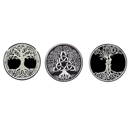 Broderet patch i form af et livets træ, til at sy eller stryge på