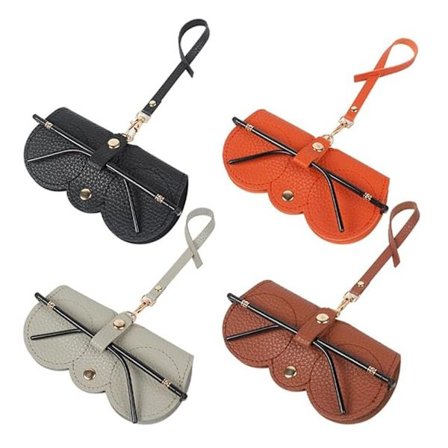 Solbrilleetui i mote, myk solbrilleveske i skinn, bærbart slankt brilleetui (4 stk)