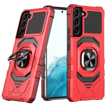 Slidstærkt cover i hård plast med blød inderside og kickstand til Samsung Galaxy S22 - Rød