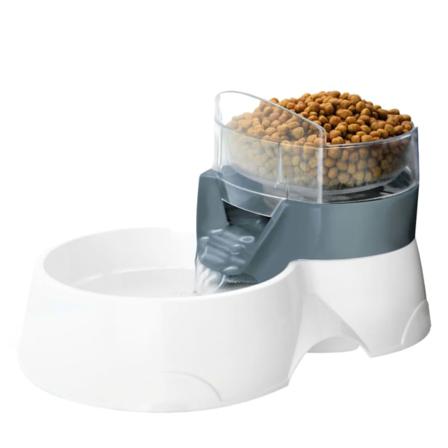 Ebi 2-i-1 Automatisk Djurskål 28x19x17 Cm Grå Och Vit Grå