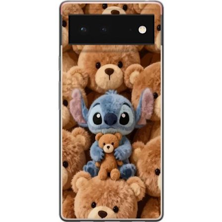 Kompatibel Mobilcover til Google Pixel 6 Stitch omgivet af brune teddybjørne med en lille teddybjørn i armene i en sød og hyggelig kawaii-design