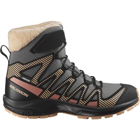 Salomon - Dla dzieci - Buty dla dzieci Xa Pro V8 Winter Waterproof - Pewter / Black / Peach Fuzz - 34