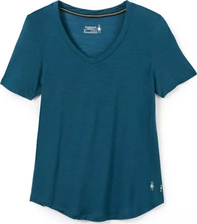 Smartwool Women's Merino Sport Ultralite V-Neck Short Sleeve Women Short sleeved fitness sweater Blue S