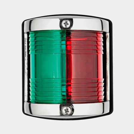 Central mounted combination navigation light Osculati, 10 W, 12 V, 112.5°, stainless steel, 75 x 64 x 58 mm, red/green, for boats < 12 meters + light 