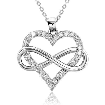 1 st Infinity Hjärta Halsband för Kvinnor, Kärlek Hjärta Hänge med Kubisk Zirkonia och Infinity Halsband, Hjärta Halsband