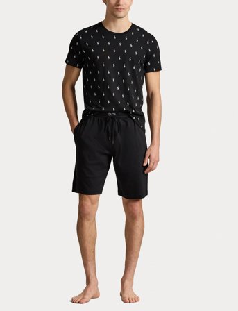 Polo Ralph Lauren Allover Pony Cotton Jersey Sleep Shirt - Black - XXL