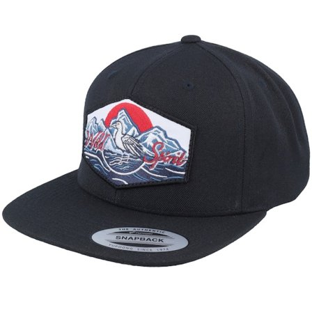 Wild Spirit - Svart snapback Keps - Bird & Mountains Patch Black Snapback @ Hatstore