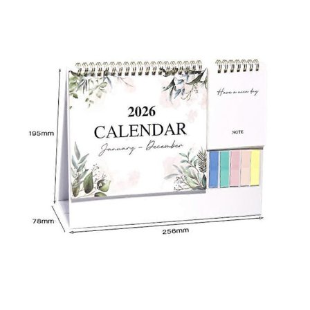Bærbar Jan. 2026 - Dec. 2026 2026 Blomsterkalender Foldbar Planlægning Engelsk Kalender Farverig Daglig Studie Record Kalender Hjem