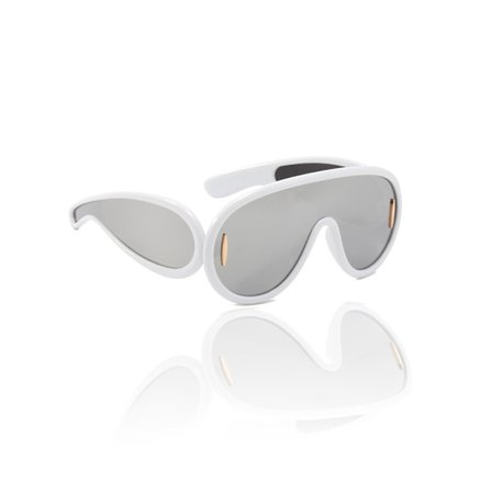 Futuristiska solglasögon, stora silver spegel solglasögon