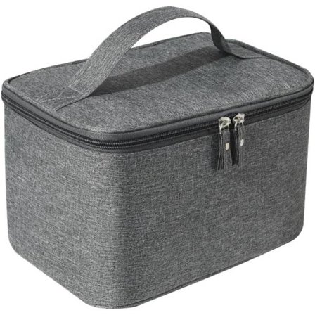 Unisex toalettmappe, stor vanntett sminkepung, bærbar reiseorganisator med rom for oppbevaring av tilbehør, toalettsaker og kosmetikk (grå).