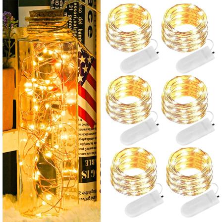 6 LED-kuparilankavaloa, ystävänpäivän koriste, lämmin valkoinen tähtitaivas, DIY-tulikärpäsvalot, maljakko, häät