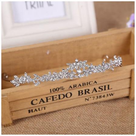 Legering Rhinestone Kvinnor Crown Shinny Tiara Lady Hårdekorationer För Brud Brudtärna Queen Kostym Silver 3