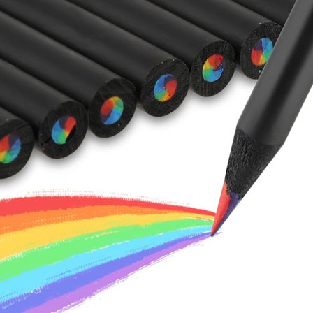 Regnbuefarvede farveblyanter, 12 stk. Regnbueblyanter Bulk Regnbueblyanter til børn Multifarvede farveblyanter Træfarveblyanter Blyanter Festartikler