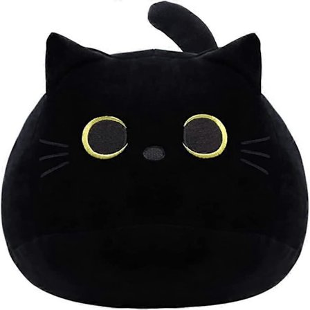 UBIUO Svart Katt Plyschleksak Svart Katt Kudde, Mjuk Plyschdocka Katt Plushie Katt Kudde, Fylld Djur Mjuk Plyschkudde Baby Plyschleksaker Katt Form 