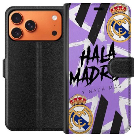 Apple iPhone 17 Pro Max Plånboksfodral Hala Madrid motiv i lila med Real Madrid emblem och energisk fotbollsgrafik perfekt för fans av klubben och s