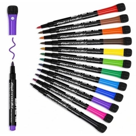 12-pack Magnetiska Whiteboardpennor med Sudd