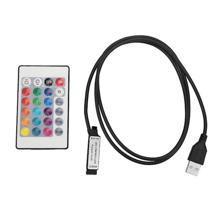 Langaton RGB LED-valonauha kaukosäätimellä (1m) - 24 näppäintä