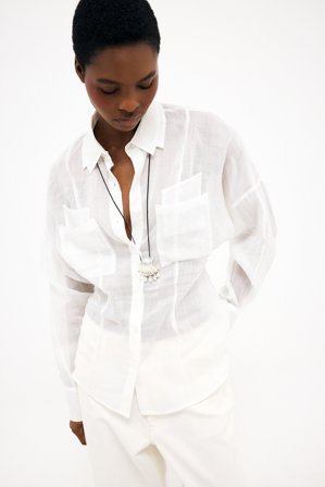 Handpicked x NA-KD - Gjennomsiktig skjorte - Skjorter - Hvit - EU 36