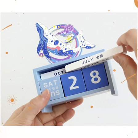 Puinen Pöytäkalenteri Ikuinen Päivämäärä Kodin Sisustus Uudelleenkäytettävä Lahja Valas