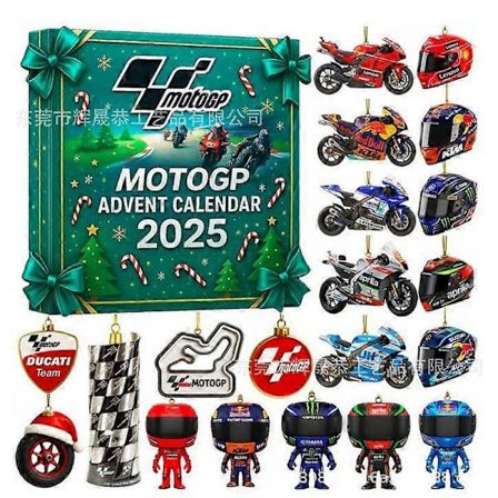 Motorcykel Julekalender 2025 - 24 Dages Jule Nedtællingsgave, Sjov Gave til Motorcykelelskere & Kørere, 2D Akryl Motorcykel, Juledekoration