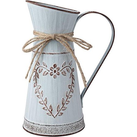 Ranskalainen maljakko, vintage-maalaistalon maljakko, sisustus, ruukku, korkea galvanoitu maljakko, pieni tinamaljakko, shabby chic -ruukkuistutin, 