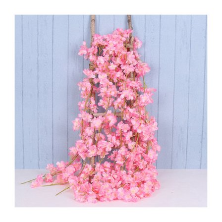 1,8 m 256 Simulert Kunstig Sakura Blomster Girlander Henge Vinstokker for Vår Hjem Rom Bryllupsfest Dekor Mørk Rosa