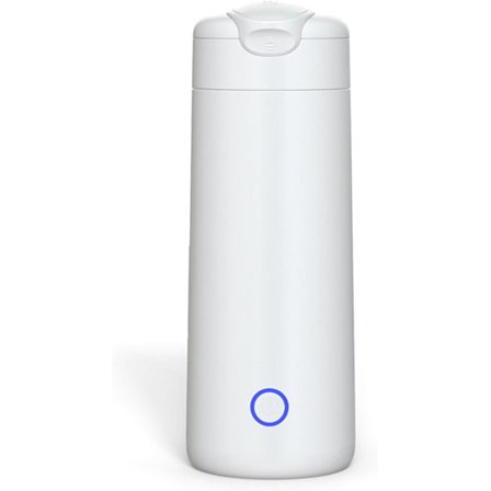 Bærbar elektrisk rejsekedel, lille opvarmningskop tekedel, vandkoger, egnet til mælk, kaffe, vand og te (hvid)