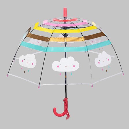 Transparent Tecknad Långt Handtag Paraply För Barn