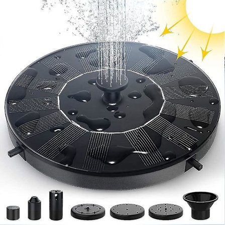 Solarfontænepumpe, Solcelle Vandpumpe, 1. Heilwiy 4W Solcelle Vandpumpe + 6 Dyser