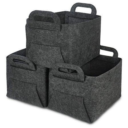 Hopfällbar förvaringskorg, lämplig för 3 garderober, stor förvaringskorg med tjock filt kubisk förvaringslåda med handtag