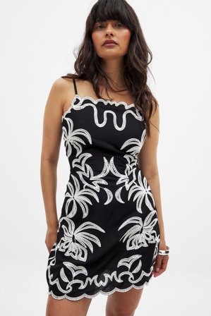 Handpicked x NA-KD - Minikjole med broderidetaljer - Sommerkjoler - Svart - EU 40