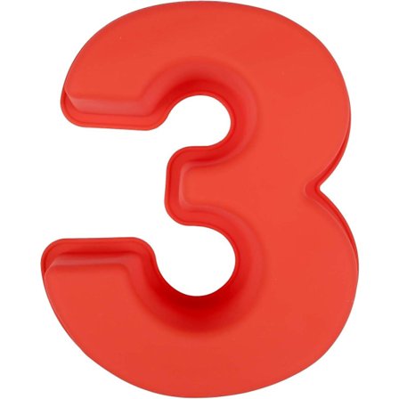 Kakkuvuoka Silikoni Numerot Suuri Numero Leivontavuoka 20 x 25 cm punainen-3