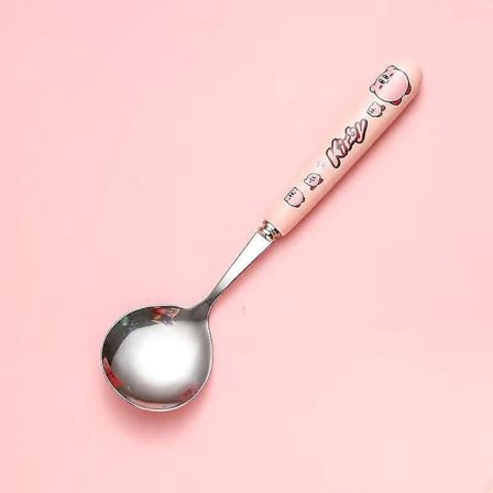 Kawaii Kirby Anime-serie Bestikk, Tegneserie Søt Rosa Keramisk Gaffel Skje Spisesett Bærbar Bestikksett