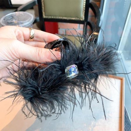 Svart Struts Hår Hajklämma Fjäder Hårklämma A A