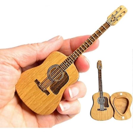 Akustisk gitarplekterboks i tre, gitarboks for plekter, gitarplekterholder, gave til gitarist, akustisk gitarplekterboks i tre med stativ
