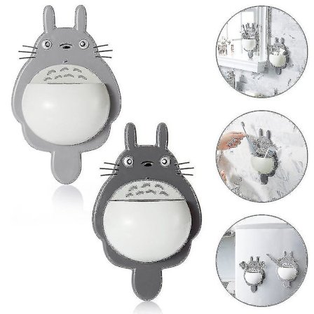 Søt Totoro tannbørsteholder for veggmontering med sugekopp for bad
