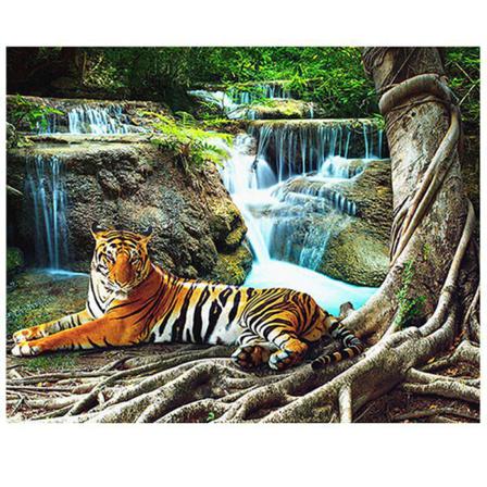 Full 5d Diy Diamond Painting Cross Stitch Tiger Broderi Mosaic R Som På Bilden 1 35x45cm