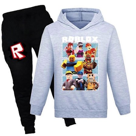 Julegaver Roblox 2 stk Spillmønster Hoodie og Buksesett Jenter Gutter Hettestropp Genser Pullover Topper Barn Tenåringer