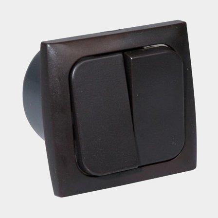 Brytare dubbel 220 V för inbyggnad komplett brun