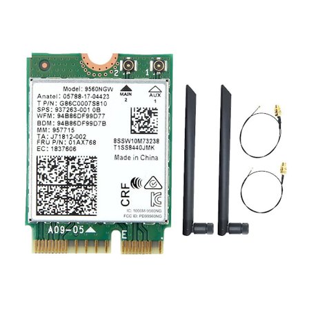 9560ngw Wifi-kort + 2x antenne 1730mbps trådløs Ac 9560 2.4g+5g Bt 5.0 802.11ac M.2 Cnvi 9560ngw trådløs adapter