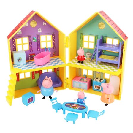 Peppa Gris lekesett, familie dukker, late som leker, dukkehus, prinsessevilla, lekeplass, bursdagsgave