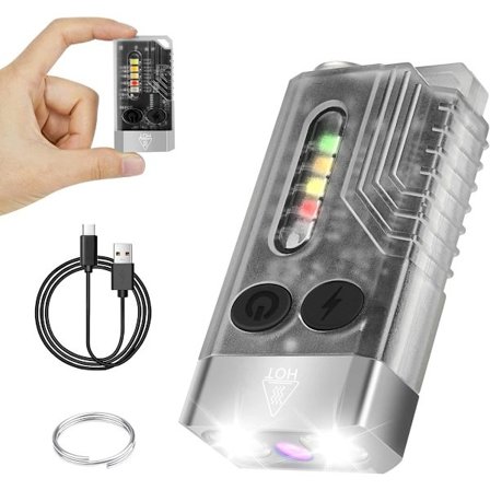 Mini Lommelykt, 1000 Lumen, Mini Inspeksjonslys, 14 Moduser, IPX4 Vanntett, Nøkkelring, 365 nm UV-lampe