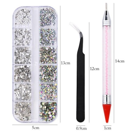 Et stykke negleperler, flade bagsider krystalrhinestones med pick up