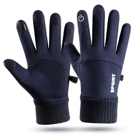 Vintervarme Handsker med Fuldt Fingergreb, Vandtætte, Vindtætte, Til Cykling, Udendørs Sport, Løbeture, Motorcykel, Ski, Touchscreen, Fleece Navy Blue