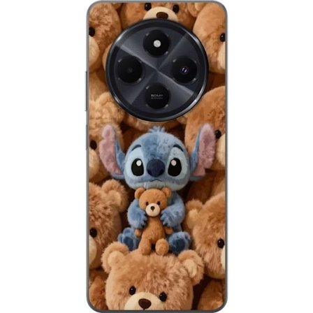 Kompatibelt Mobildeksel til Xiaomi Redmi A4 Stitch omgitt av brune teddybjørner med en liten teddybjørn i fanget i en søt og koselig kawaii-design
