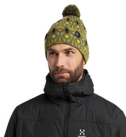 Haglöfs Mountain Jaquard Beanie Olive Green Pattern - 1-SIZE