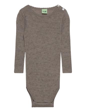 Baby Pointelle Body Bodies Long-sleeved Beige FUB*Betinget Tilbud