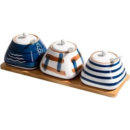 Krydderbeholdersett Sukkerskålsett Sukkerskål med lokk Krydderkrukke for hjemmet Kjøkkenkrydder Krydderoppbevaringsbeholder