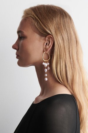 COS Women's Pendientes Desparejados Con Perlas in Dorado